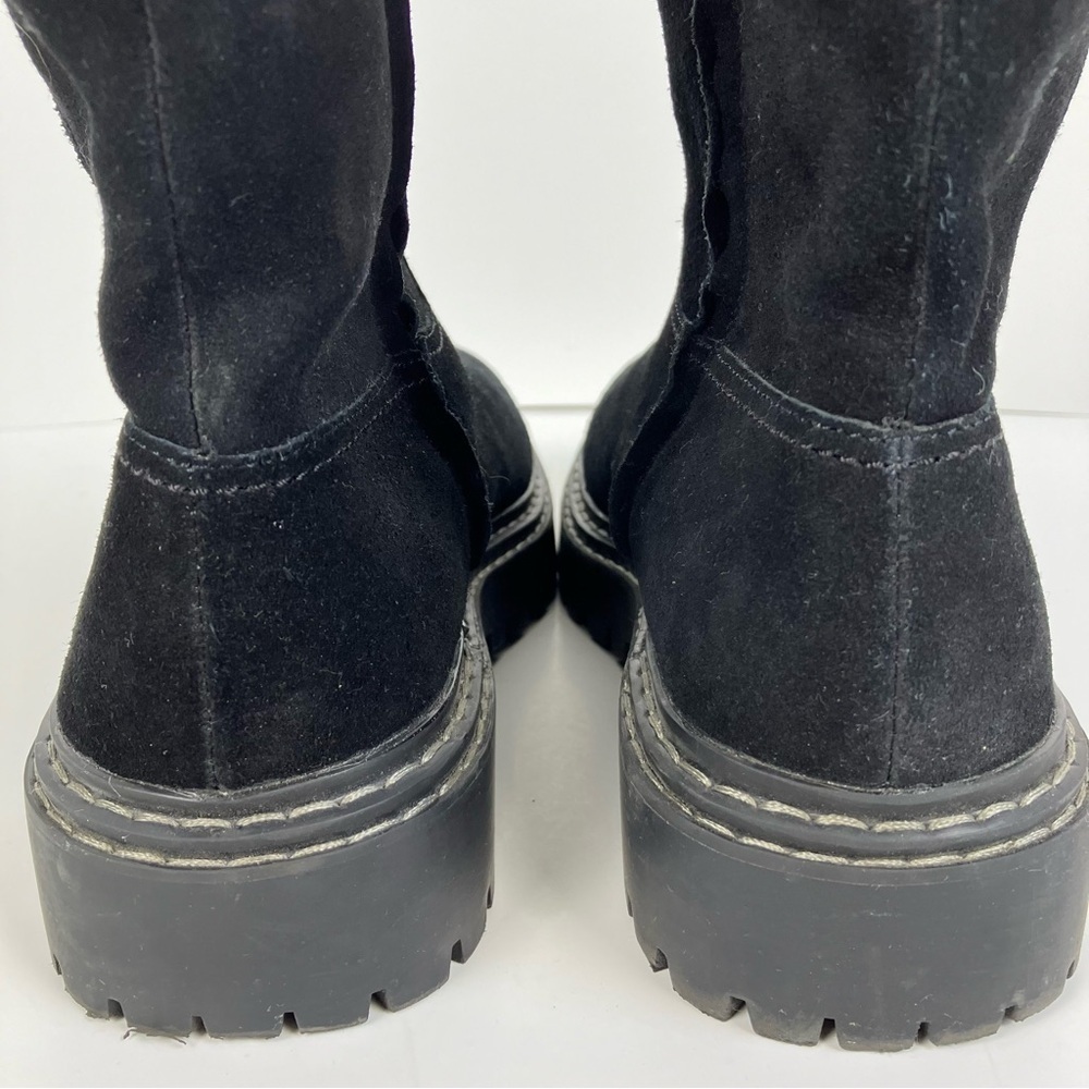 Splendid Alexxi Suede Moto Style Lug Sole Boots Black Zip Closure Sz 8.5 - Picture 9 of 16